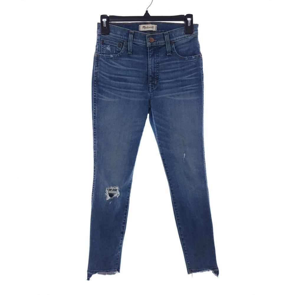 Madewell Womens Size 25p 10" High Rise Skinny Blue Distressed Jeans